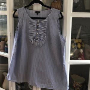 Talbots Blue White Stripped Sleeveless Top